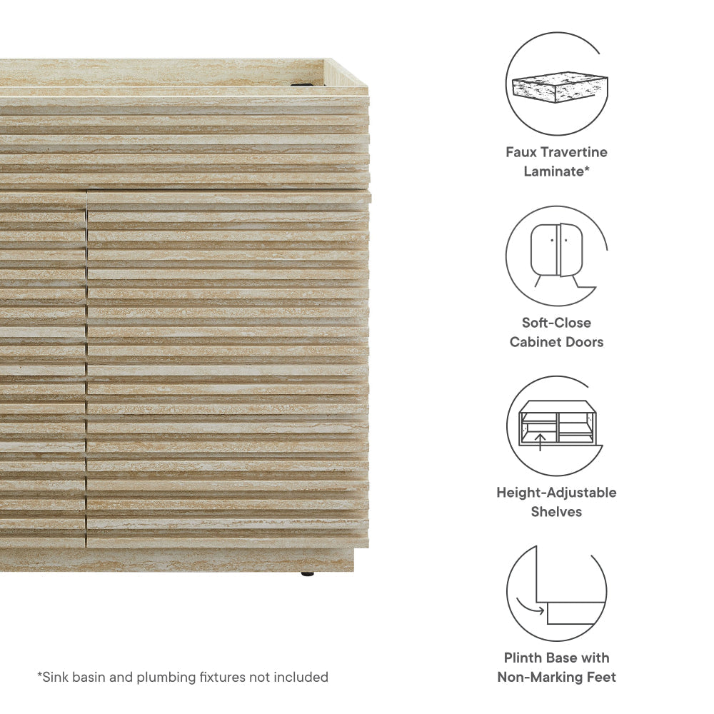 Render 36’’ Faux Travertine Bathroom Vanity Cabinet (Sink Not Included) by Modway