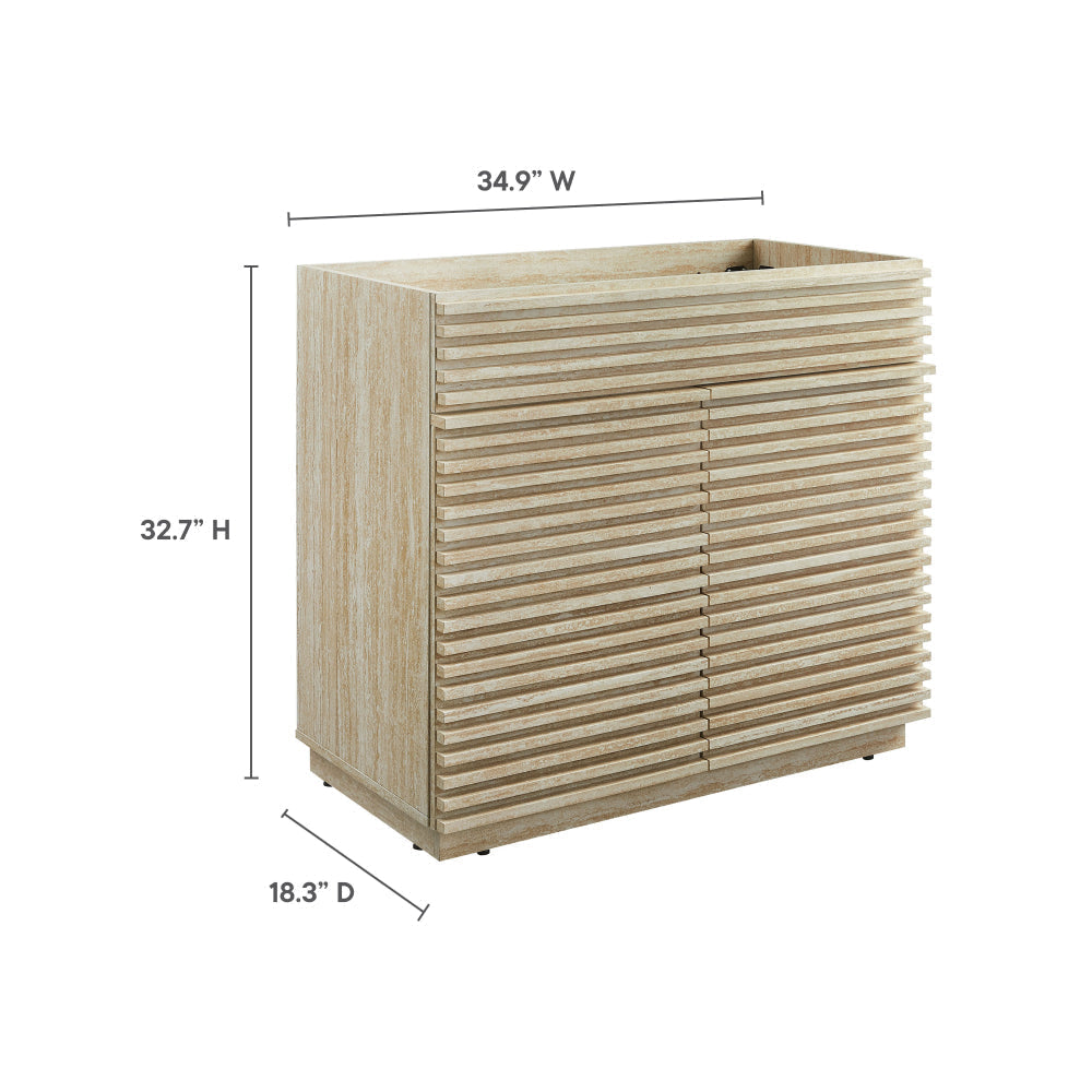 Render 36’’ Faux Travertine Bathroom Vanity Cabinet (Sink Not Included) by Modway