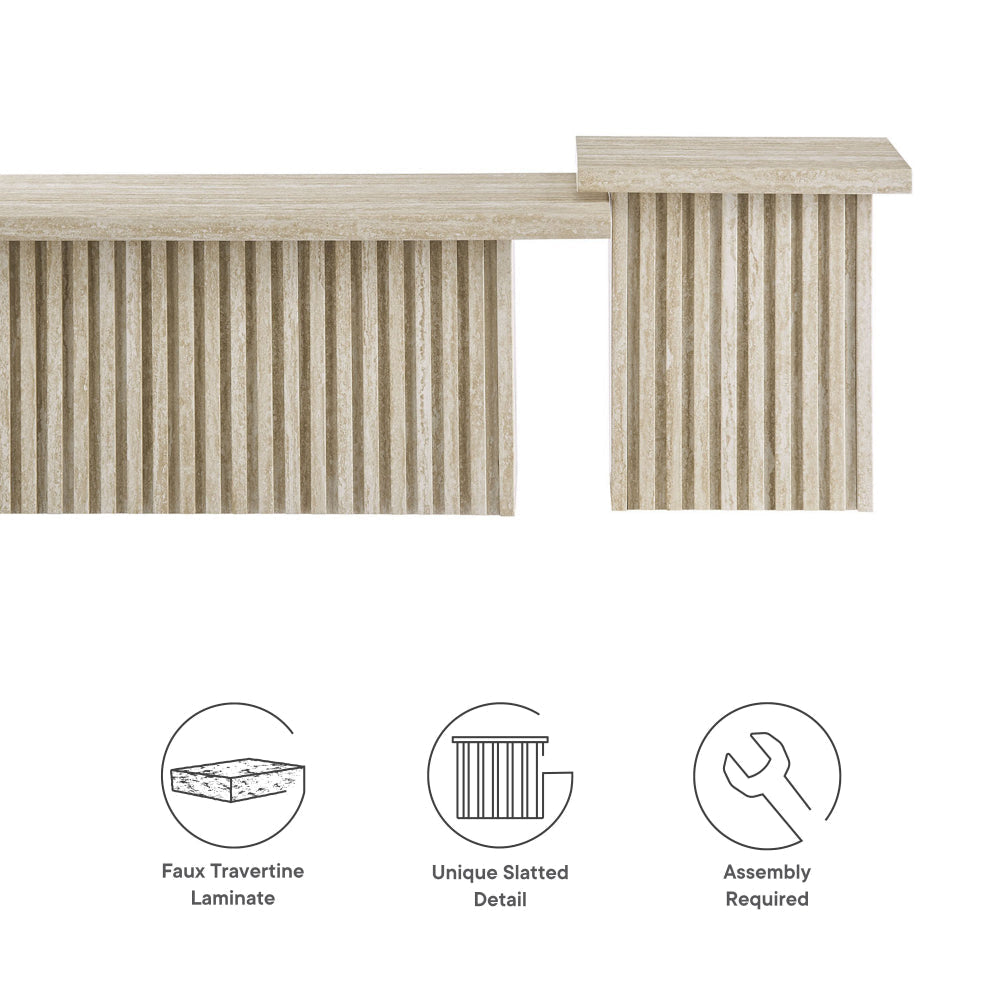 Render Nesting Faux Travertine Coffee Tables Set of 2 by Modway MDY-EEI-6970-TRA