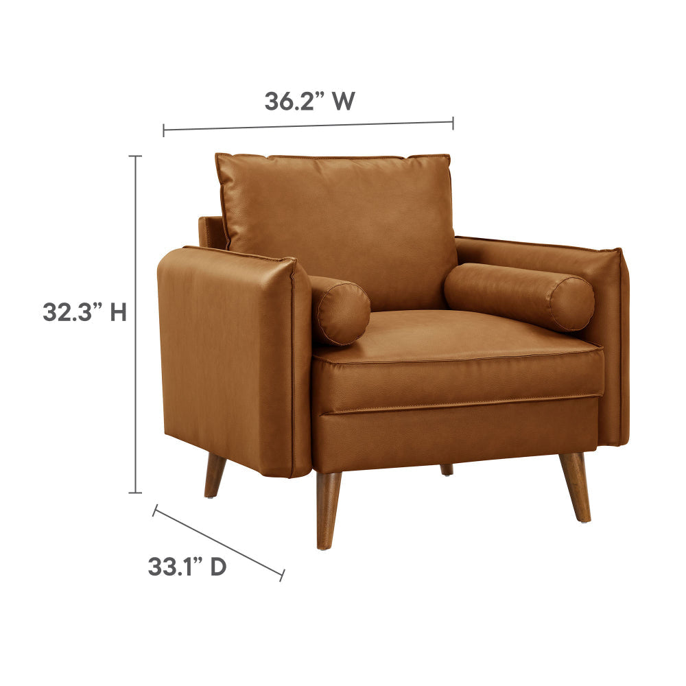 Modway Revive Faux Leather Accent Armchair in Tan