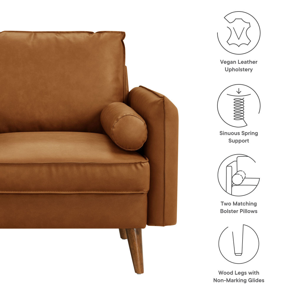 Modway Revive Faux Leather Accent Armchair in Tan