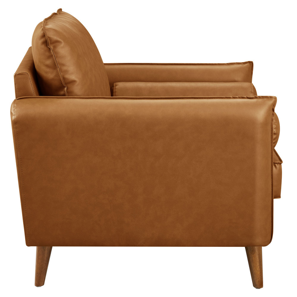 Modway Revive Faux Leather Accent Armchair in Tan