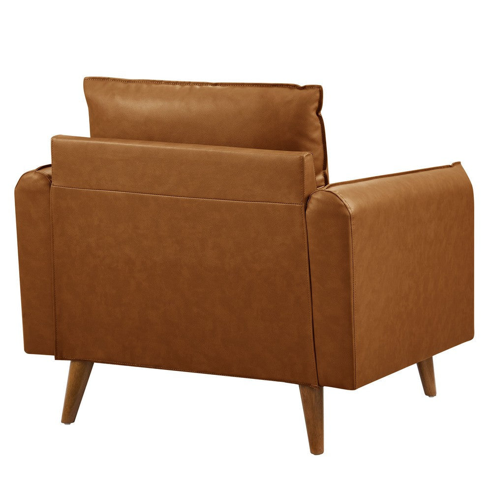 Modway Revive Faux Leather Accent Armchair in Tan