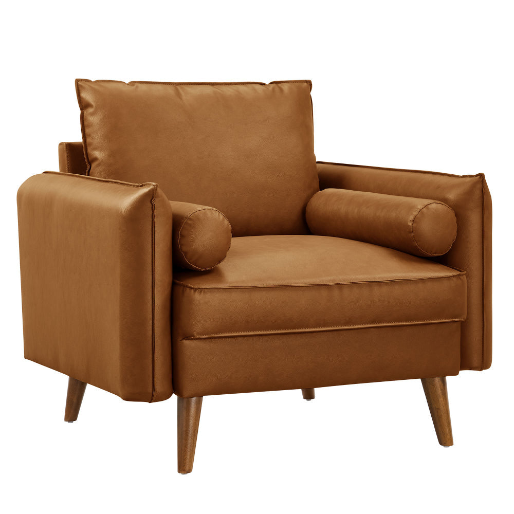 Modway Revive Faux Leather Accent Armchair in Tan