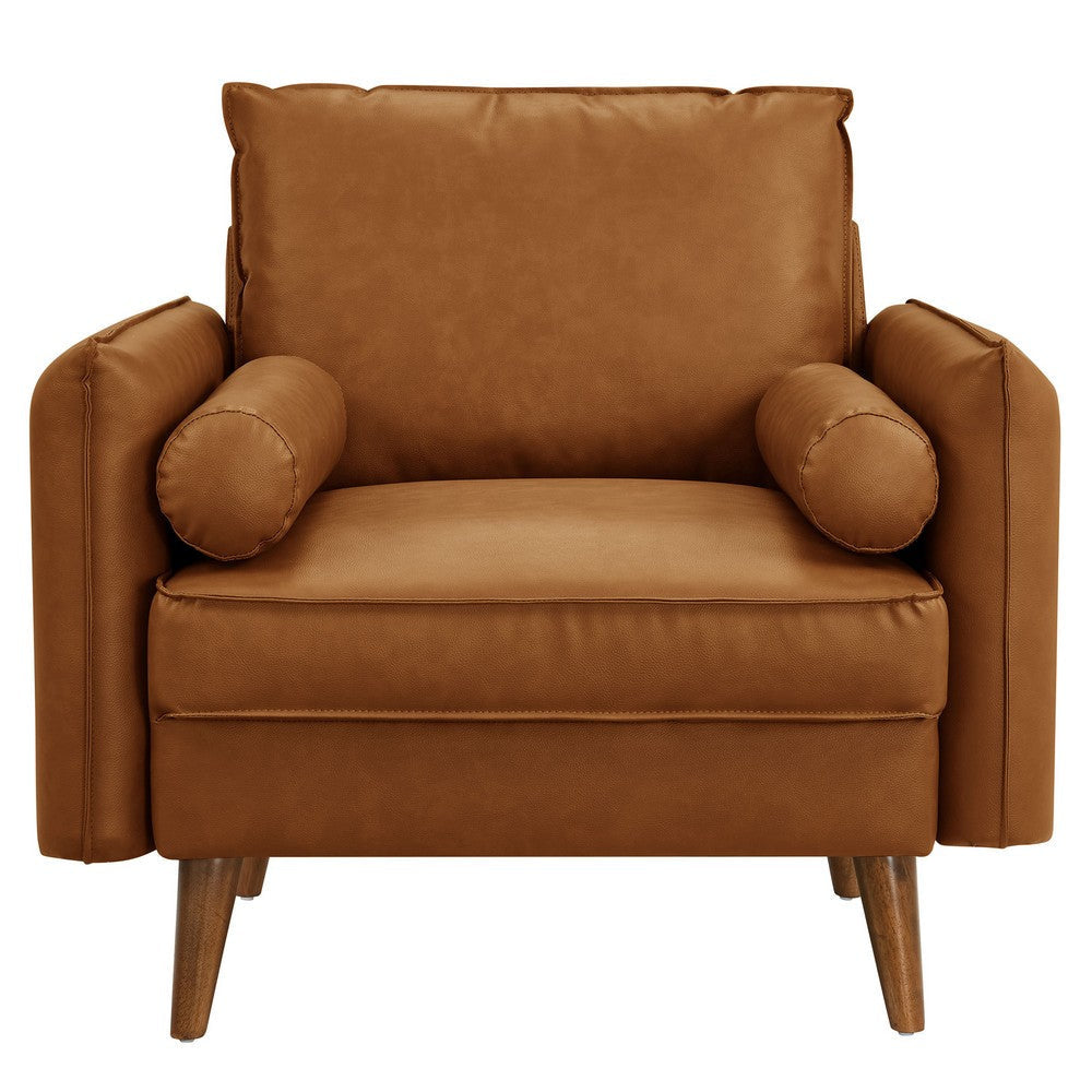 Modway Revive Faux Leather Accent Armchair in Tan