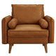 Modway Revive Faux Leather Accent Armchair in Tan