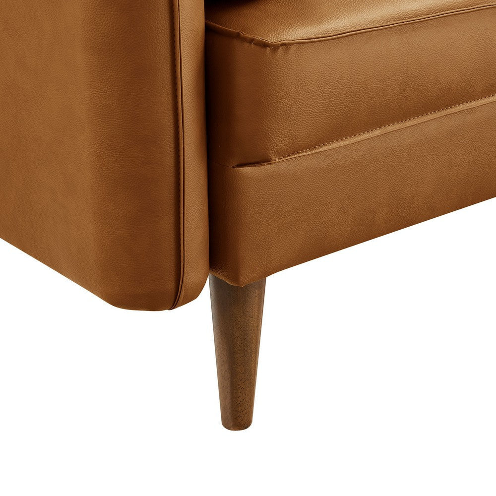 Modway Revive Faux Leather Accent Armchair in Tan