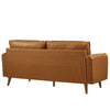 Modway Revive 72 Inch Faux Leather Sofa in Tan – 3 Seater PU Leather Couch with Cozy Wide Seats - Mid-Century Modern Upholstered Sofa