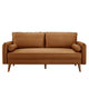 Modway Revive 72 Inch Faux Leather Sofa in Tan – 3 Seater PU Leather Couch with Cozy Wide Seats - Mid-Century Modern Upholstered Sofa