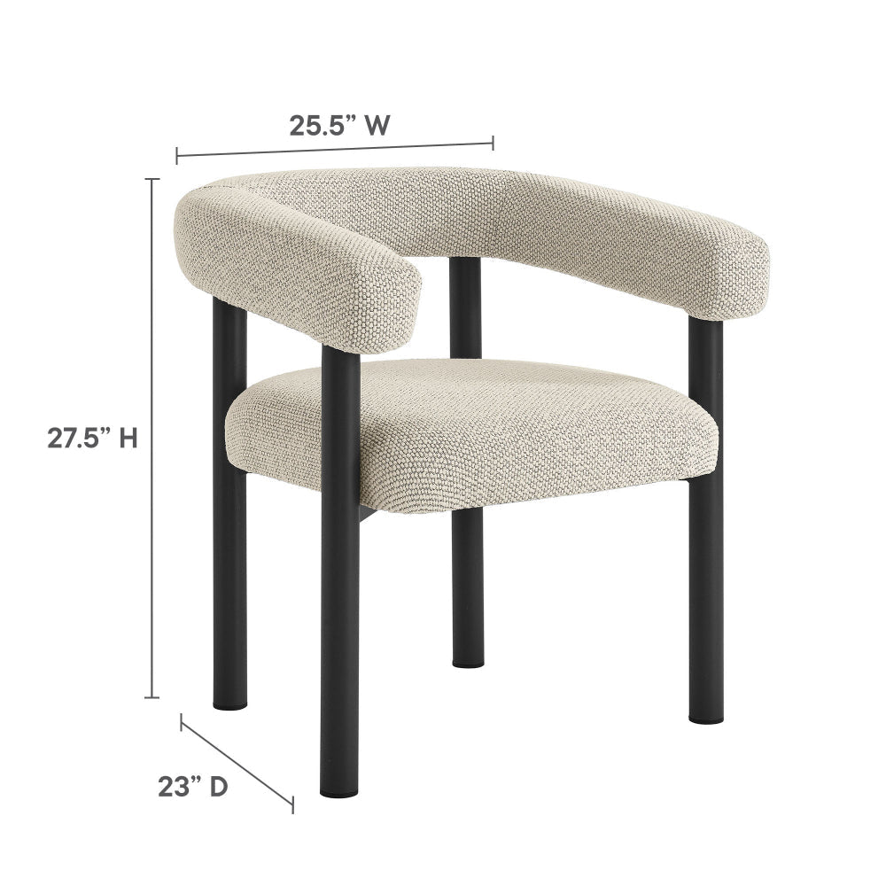 Modway Nautica Aluminum Outdoor Patio Dining Armchairs Set of 2 in Ivory Graphite – Modern 2-Piece Dining Chair Set – Curved Back Dining