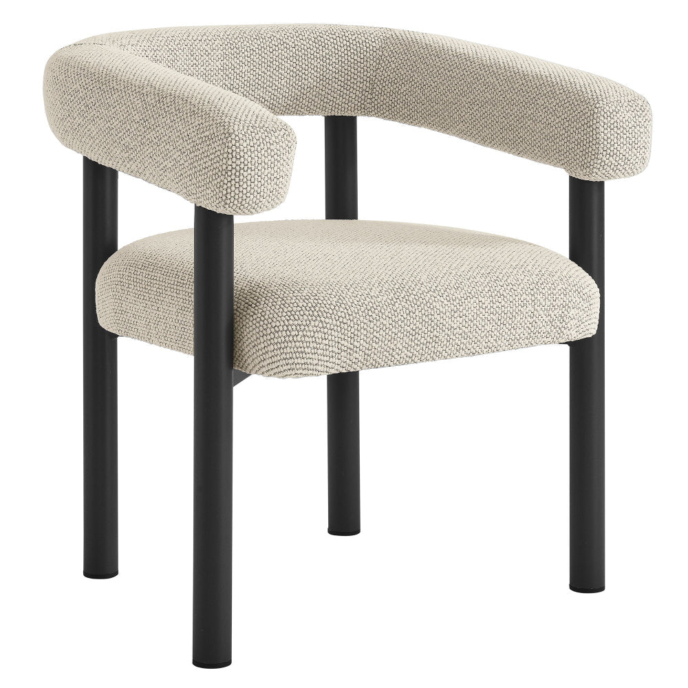 Modway Nautica Aluminum Outdoor Patio Dining Armchairs Set of 2 in Ivory Graphite – Modern 2-Piece Dining Chair Set – Curved Back Dining