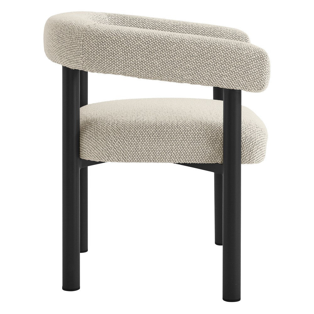 Modway Nautica Aluminum Outdoor Patio Dining Armchairs Set of 2 in Ivory Graphite – Modern 2-Piece Dining Chair Set – Curved Back Dining