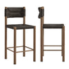 Modway Parkland Outdoor Wicker Counter Stools Set of 2 in Walnut — Counter Height Rattan Patio Stools with Backrest — All-Weather Outdoor Accent Stools for Backyard, Porch, or Balcony