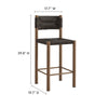 Modway Parkland Outdoor Wicker Counter Stools Set of 2 in Walnut — Counter Height Rattan Patio Stools with Backrest — All-Weather Outdoor
