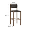 Modway Parkland Outdoor Wicker Bar Stools Set of 2 in Walnut — Bar Height Rattan Patio Stools with Backrest — All-Weather Outdoor Accent