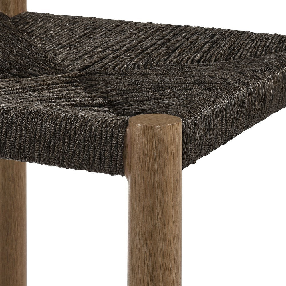 Modway Parkland Outdoor Wicker Bar Stools Set of 2 in Walnut — Bar Height Rattan Patio Stools with Backrest — All-Weather Outdoor Accent