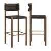 Modway Parkland Outdoor Wicker Bar Stools Set of 2 in Walnut — Bar Height Rattan Patio Stools with Backrest — All-Weather Outdoor Accent Stools for Backyard, Porch, or Balcony