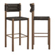 Modway Parkland Outdoor Wicker Bar Stools Set of 2 in Walnut — Bar Height Rattan Patio Stools with Backrest — All-Weather Outdoor Accent Stools for Backyard, Porch, or Balcony