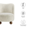Modway Monroe Boucle Accent Chair in Pearl Walnut - Upholstered Fabric Barrel Chair - Comfy Teddy Chair - Oversized Round Armless Reading