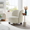 Modway Monroe Boucle Accent Chair in Pearl Walnut - Upholstered Fabric Barrel Chair - Comfy Teddy Chair - Oversized Round Armless Reading