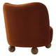 Modway Monroe Performance Velvet Accent Chair in Rust Walnut - Upholstered Stain-Resistant Barrel Chair - Comfy Lounge Chair - Oversized
