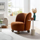 Modway Monroe Performance Velvet Accent Chair in Rust Walnut - Upholstered Stain-Resistant Barrel Chair - Comfy Lounge Chair - Oversized