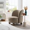 Modway Monroe Performance Velvet Accent Chair in Taupe Walnut - Upholstered Stain-Resistant Velvet Barrel Chair - Comfy Lounge Chair