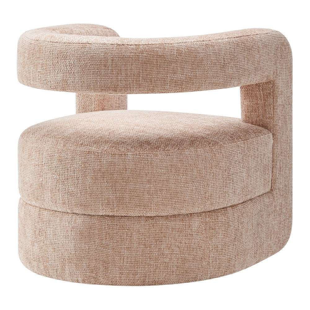 Modway Jaylin Chenille Accent Chair in Blush - Upholstered Comfy Club Chair - Modern Soft Barrel Chair - Round Leisure Accent Chair