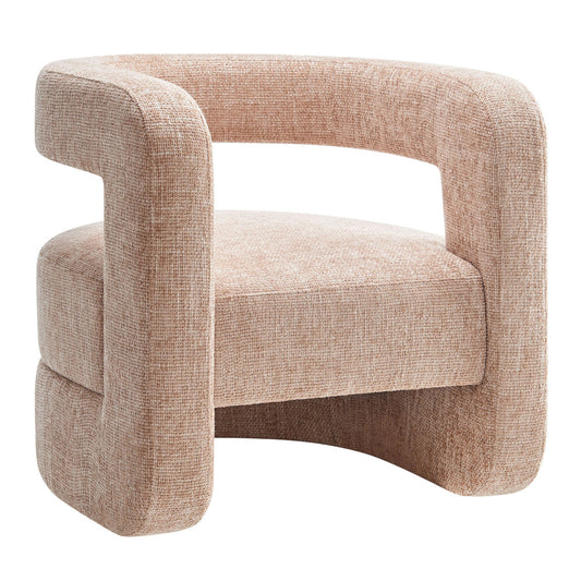 Modway Jaylin Chenille Accent Chair in Blush - Upholstered Comfy Club Chair - Modern Soft Barrel Chair - Round Leisure Accent Chair with Curved Back for Living Room, Bedroom, Home Office
