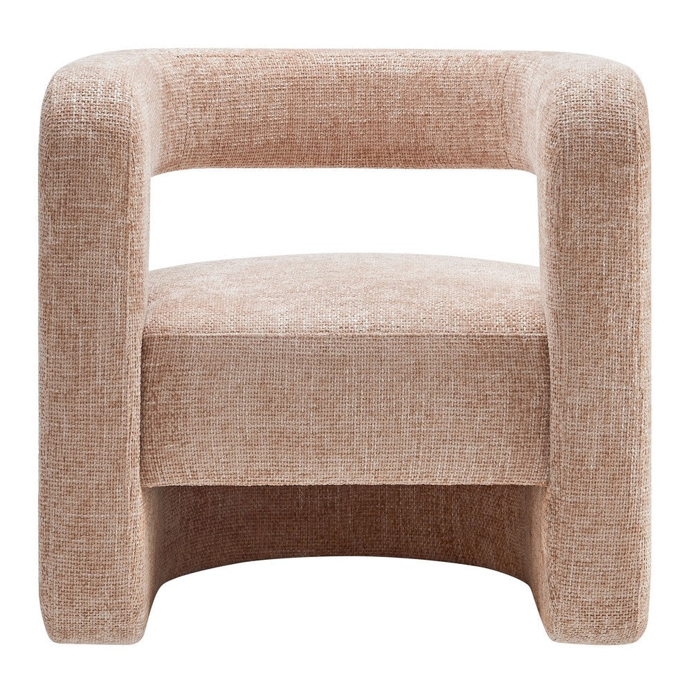 Modway Jaylin Chenille Accent Chair in Blush - Upholstered Comfy Club Chair - Modern Soft Barrel Chair - Round Leisure Accent Chair