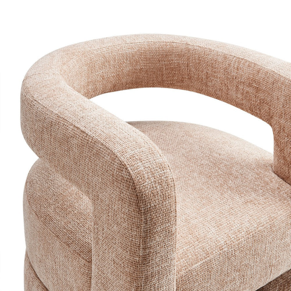 Modway Jaylin Chenille Accent Chair in Blush - Upholstered Comfy Club Chair - Modern Soft Barrel Chair - Round Leisure Accent Chair