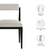 Modway Kai Upholstered Dining Chair with Wood Legs in Linen Black - Modern Dining Room Chair with Fabric Rolled Backrest and Seat - Wood