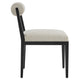 Modway Kai Upholstered Dining Chair with Wood Legs in Linen Black - Modern Dining Room Chair with Fabric Rolled Backrest and Seat - Wood