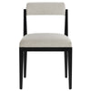 Modway Kai Upholstered Dining Chair with Wood Legs in Linen Black - Modern Dining Room Chair with Fabric Rolled Backrest and Seat - Wood