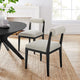 Modway Kai Upholstered Dining Chair with Wood Legs in Linen Black - Modern Dining Room Chair with Fabric Rolled Backrest and Seat - Wood