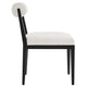 Modway Kai Upholstered Dining Chair with Wood Legs in Salt Black - Modern Dining Room Chair with Fabric Rolled Backrest and Seat - Wood