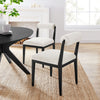 Modway Kai Upholstered Dining Chair with Wood Legs in Salt Black - Modern Dining Room Chair with Fabric Rolled Backrest and Seat - Wood
