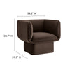 Modway Tate Performance Velvet Accent Chair in Chocolate Brown - Upholstered Club Chair - Modern Barrel Armchair - Comfy Reading Leisure
