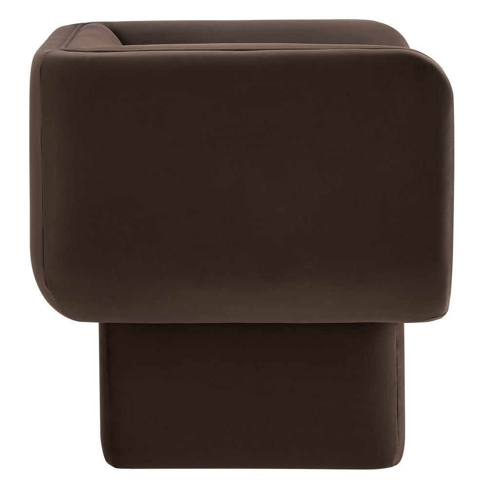 Modway Tate Performance Velvet Accent Chair in Chocolate Brown - Upholstered Club Chair - Modern Barrel Armchair - Comfy Reading Leisure
