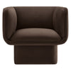 Modway Tate Performance Velvet Accent Chair in Chocolate Brown - Upholstered Club Chair - Modern Barrel Armchair - Comfy Reading Leisure