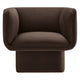 Modway Tate Performance Velvet Accent Chair in Chocolate Brown - Upholstered Club Chair - Modern Barrel Armchair - Comfy Reading Leisure