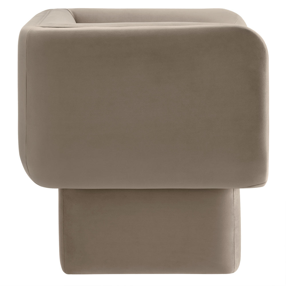 Modway Tate Performance Velvet Accent Chair in Taupe - Upholstered Club Chair - Modern Barrel Armchair - Comfy Reading Leisure Chair