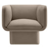 Modway Tate Performance Velvet Accent Chair in Taupe - Upholstered Club Chair - Modern Barrel Armchair - Comfy Reading Leisure Chair