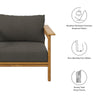Modway Wren Teak Wood Outdoor Armchair in Natural Flint Gray
