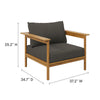 Modway Wren Teak Wood Outdoor Armchair in Natural Flint Gray
