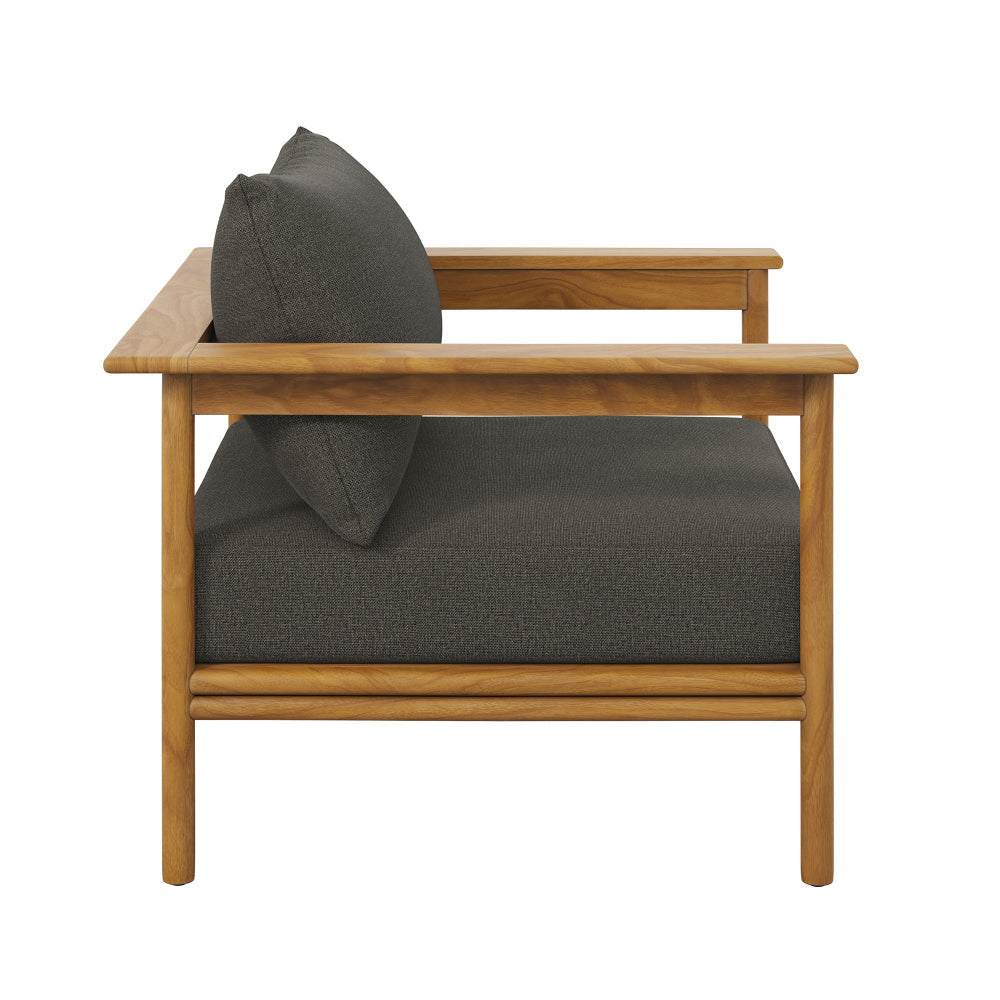 Modway Wren Teak Wood Outdoor Armchair in Natural Flint Gray