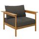 Modway Wren Teak Wood Outdoor Armchair in Natural Flint Gray