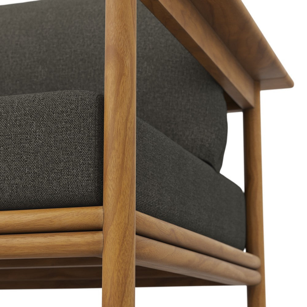 Modway Wren Teak Wood Outdoor Armchair in Natural Flint Gray