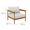 Modway Wren Teak Wood Outdoor Armchair in Natural Sail