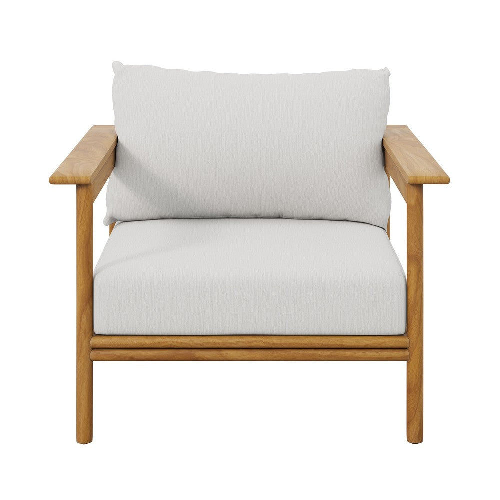 Modway Wren Teak Wood Outdoor Armchair in Natural Sail